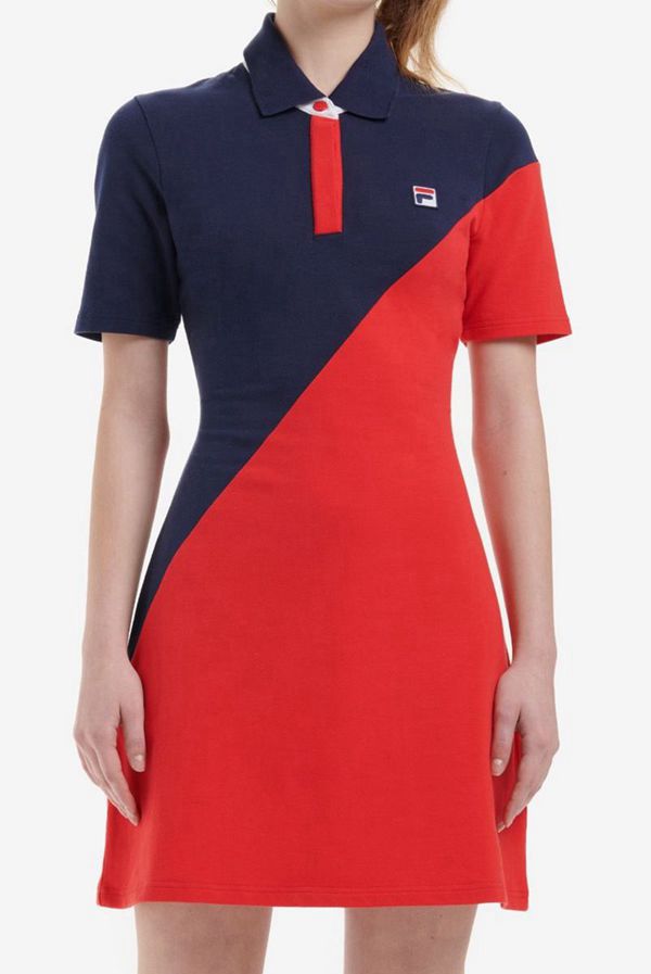 Vestidos Fila Mujer Azul Marino / Rojas / Blancas - Floriana Colour Block - España 780124WNJ